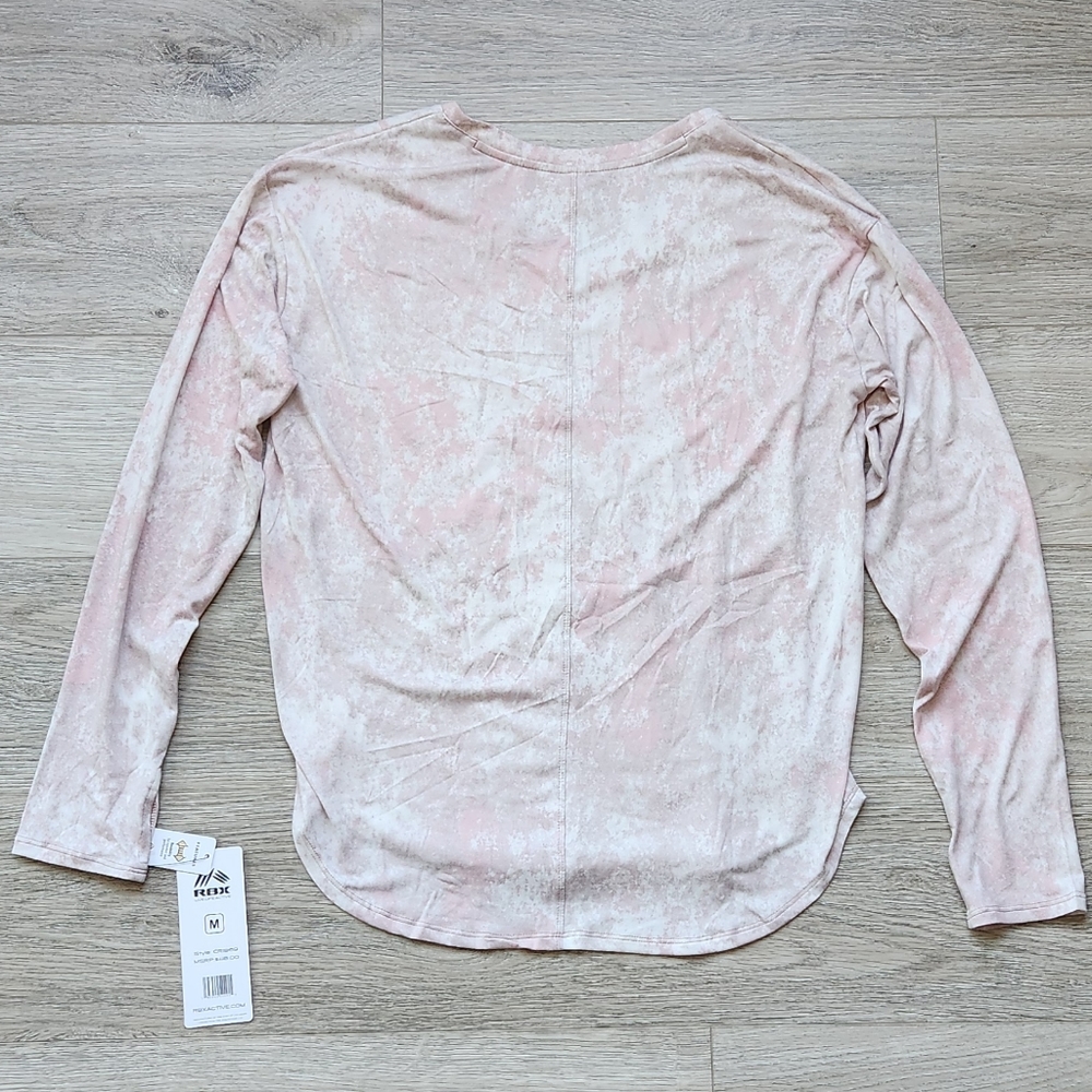 RBX Active Pink Top Womems Medium Tie-dye Long Sleeve V Neck Nwt - Picture 6 of 8